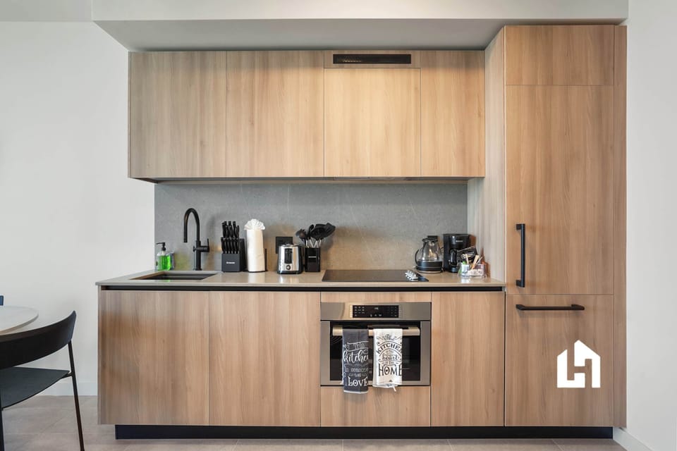 Everything you need, including a dishwasher, oven, and coffee maker