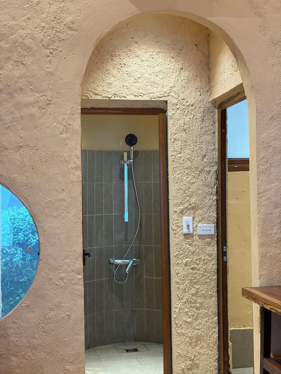 Separate tub and shower, rainfall showerhead, free toiletries