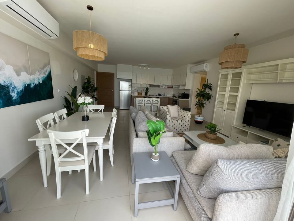 Chalet, 3 Bedrooms, Sea View | Living area | Flat-screen TV