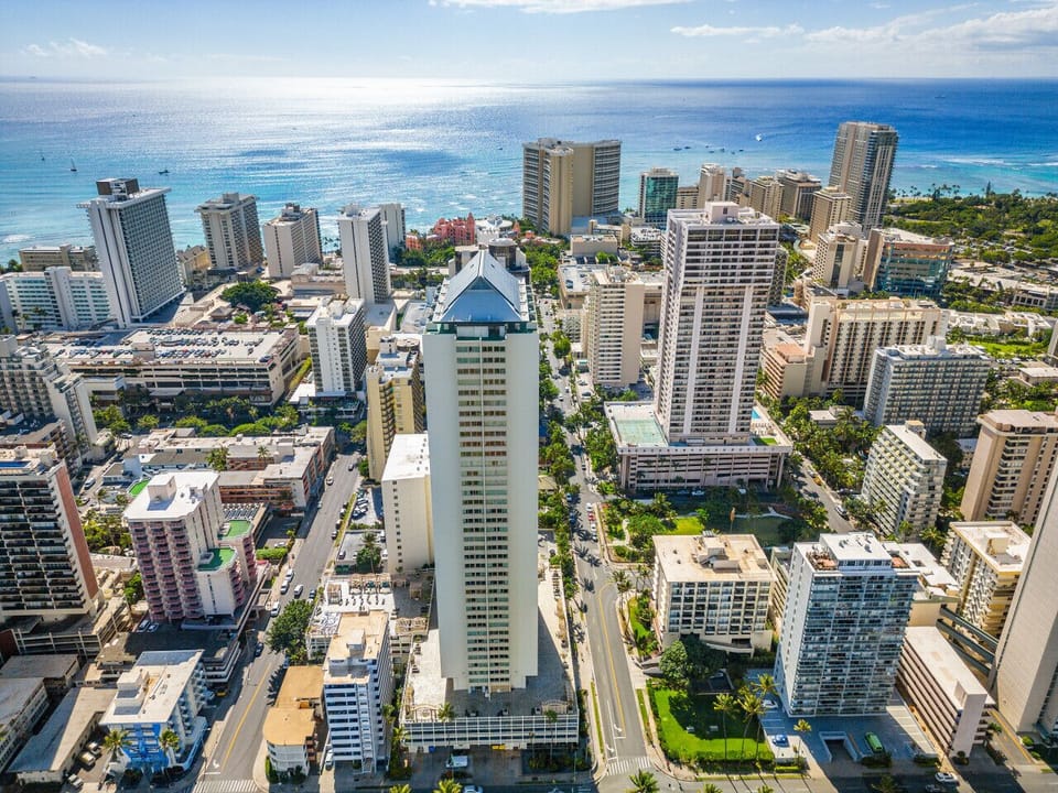 Aerial shot of the Island Colony