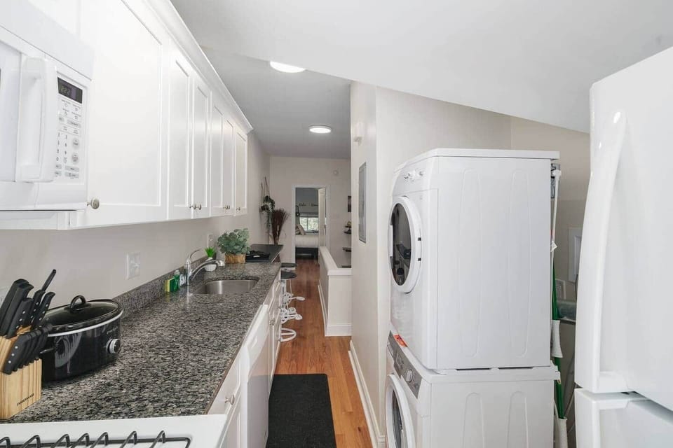 Washer/dryer with complementary laundry detergent for one wash.