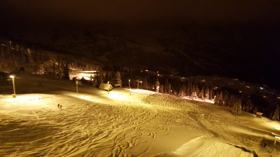 Skiing slopes at winter