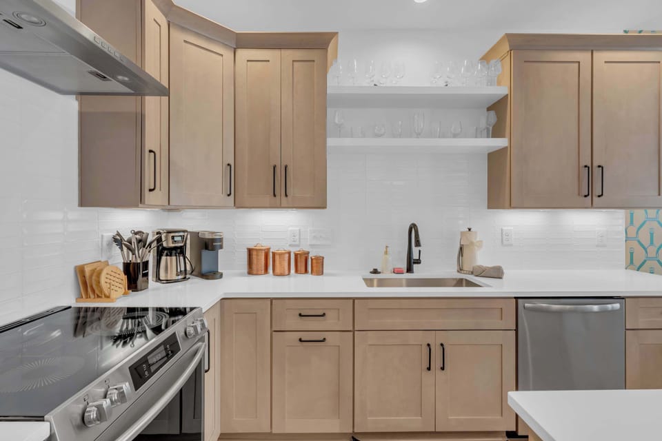 Prepare meals, try recipes, or just admire all the countertop space.