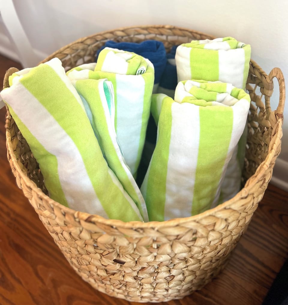 Beach towels provided.