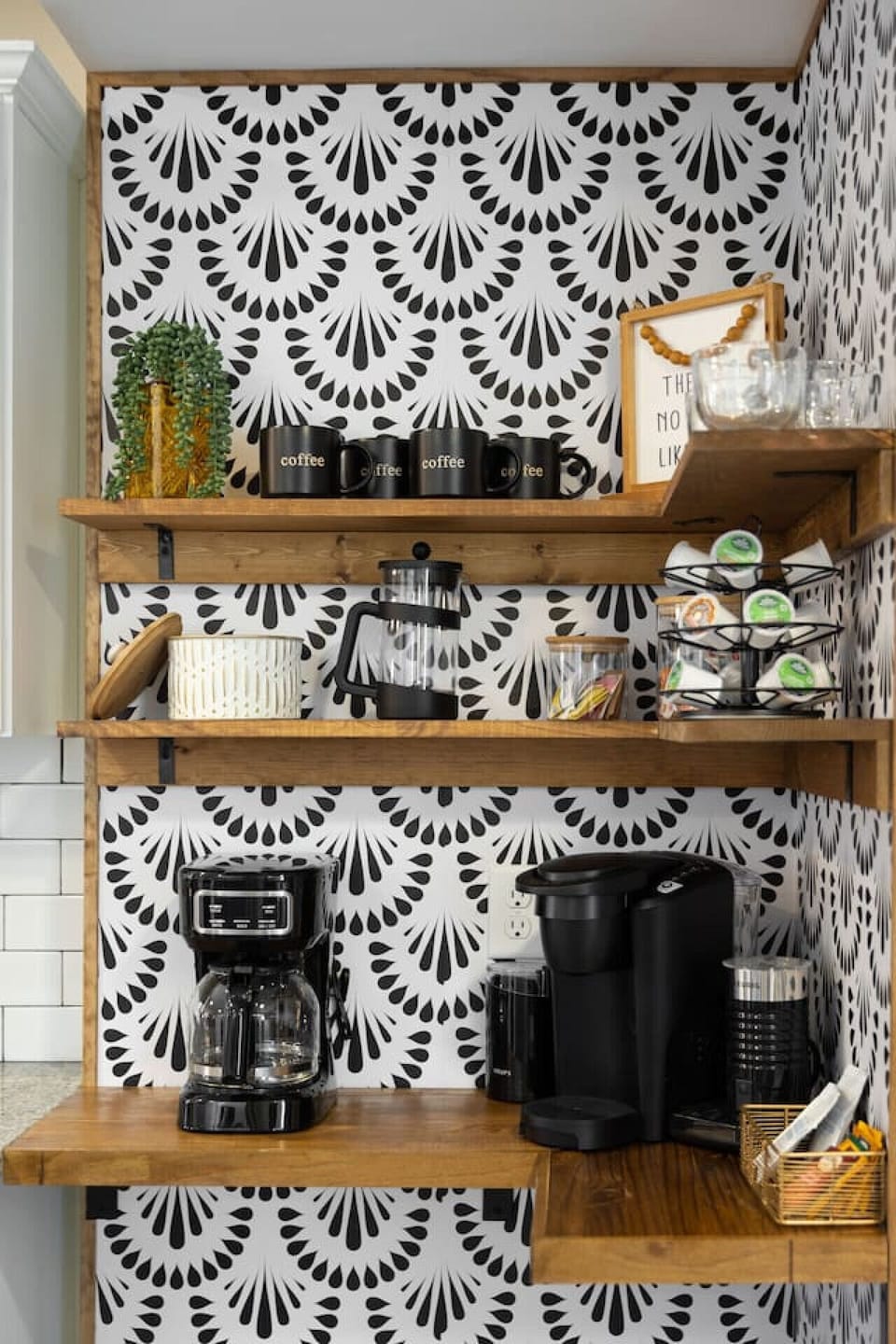A bright, wide‑galley kitchen with a dreamy coffee nook (drip, Keurig & French press), deep basin sink, and all the essentials for elevated at‑home cooking.