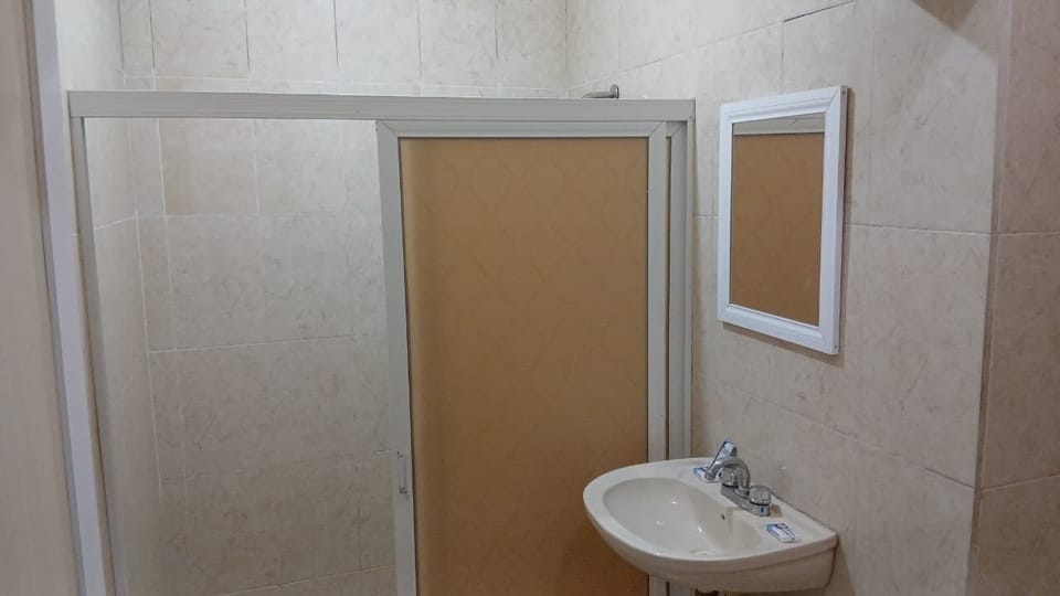 Shower, towels, soap, shampoo