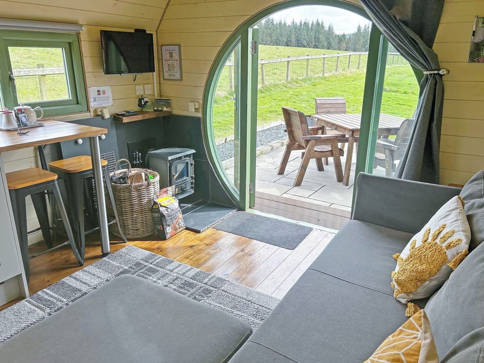 Interior room with a view! | Willow Pod - Barnharrow Holiday Pods, Newton Stewart