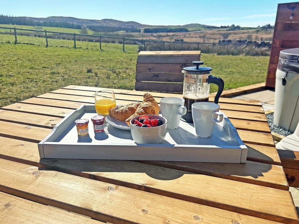 Breakfast with a view | Poppy Pod - Barnharrow Holiday Pods, Newton Stewart