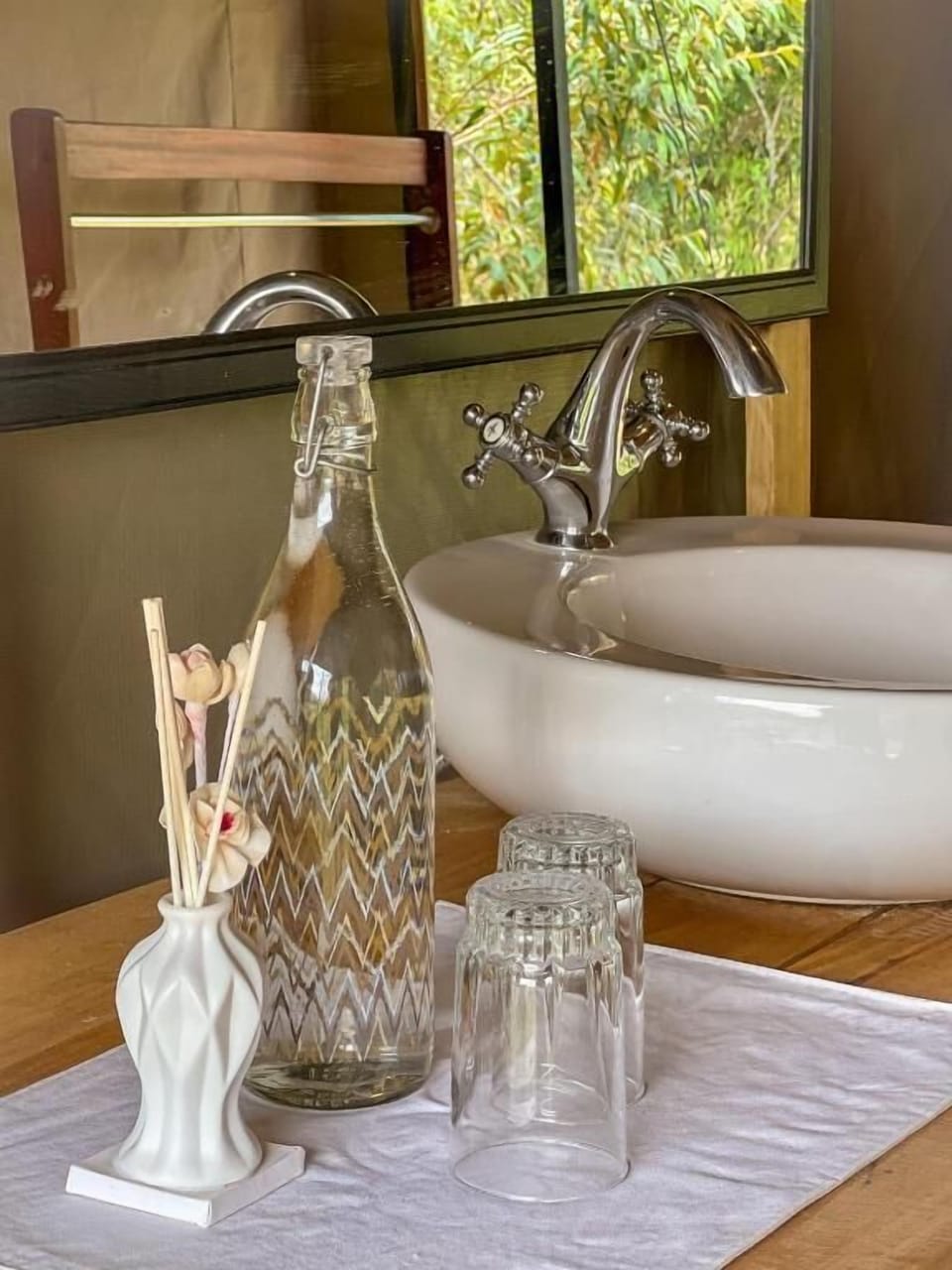 Tent, Patio, Garden View | Bathroom | Shower, free toiletries, bathrobes, slippers