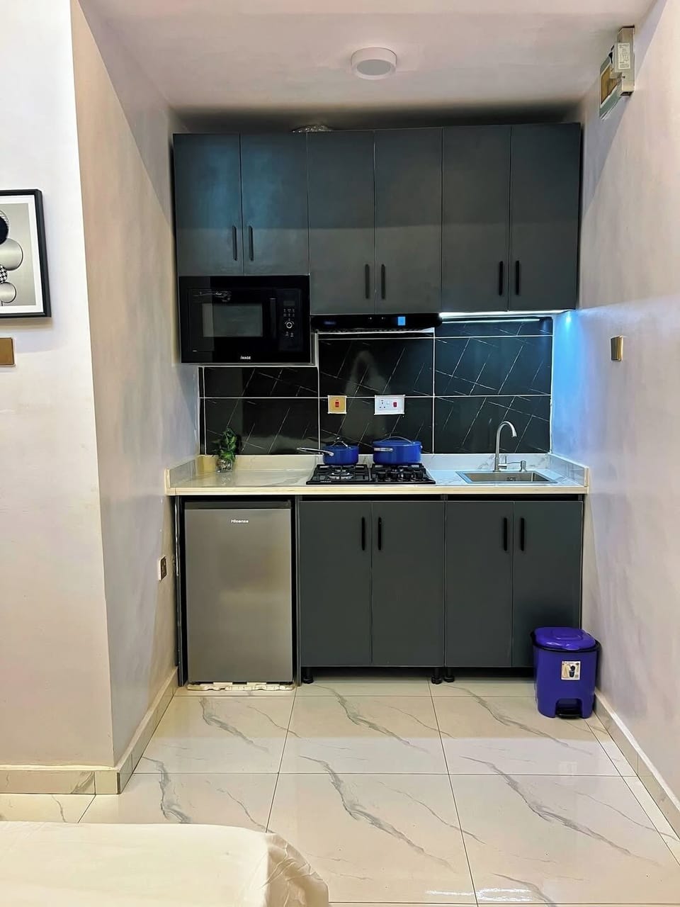 Deluxe Apartment, Balcony, City View | Private kitchen | Fridge, microwave, oven, stovetop