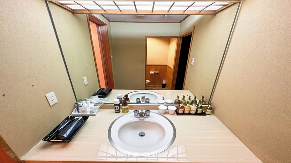 Combined shower/tub, hair dryer, towels, soap