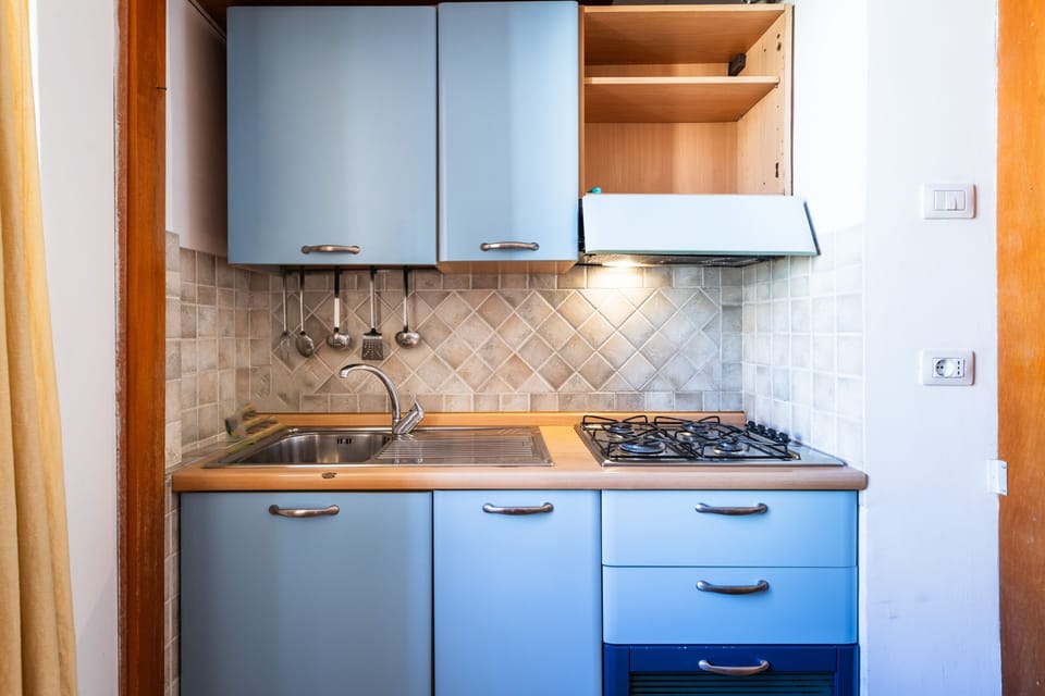 Apartment (1 Bedroom) | Private kitchen | Stovetop, highchair, cookware/dishes/utensils