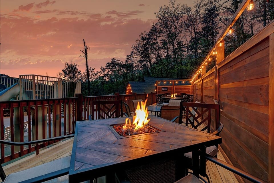 Outdoor fire pit gathering area ideal for evening conversations, stargazing, roasting treats, and enjoying the peaceful Smoky Mountain atmosphere
