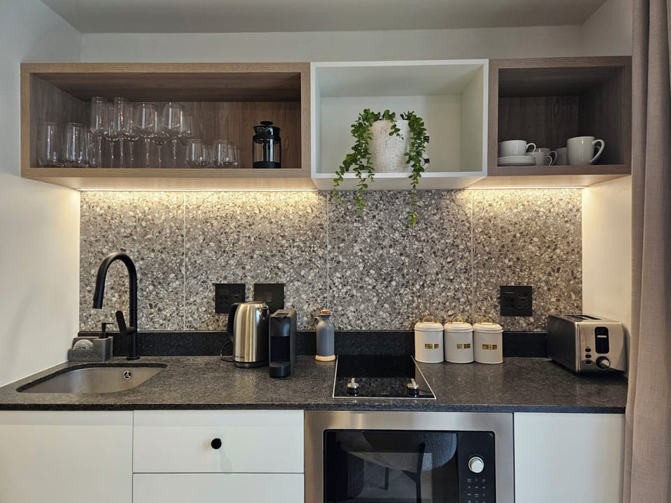 Studio | Private kitchen | Oven, coffee/tea maker, electric kettle, coffee grinder