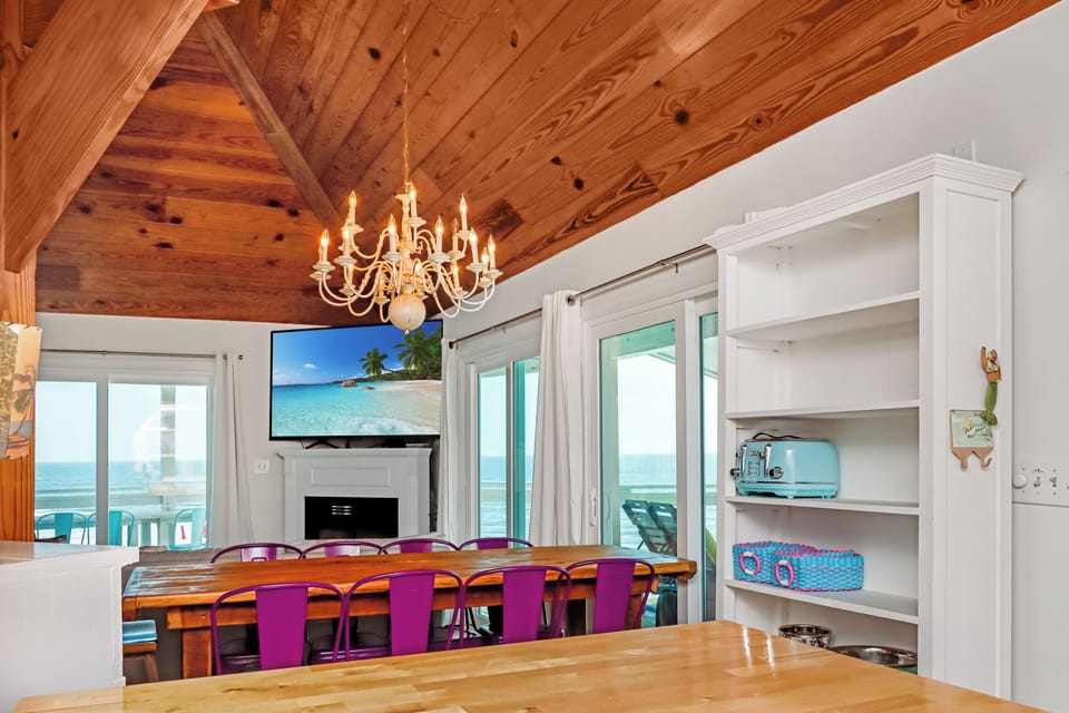 Kitchen overlooking the dining and living space