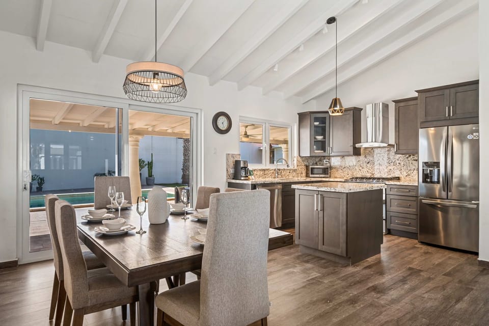 Open concept living and dining area