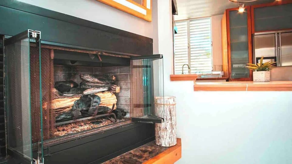 Fireplace on the first floor.