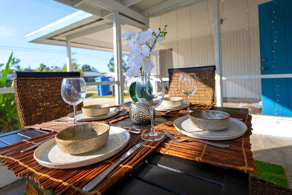 Dine outdoors with a stunning view.