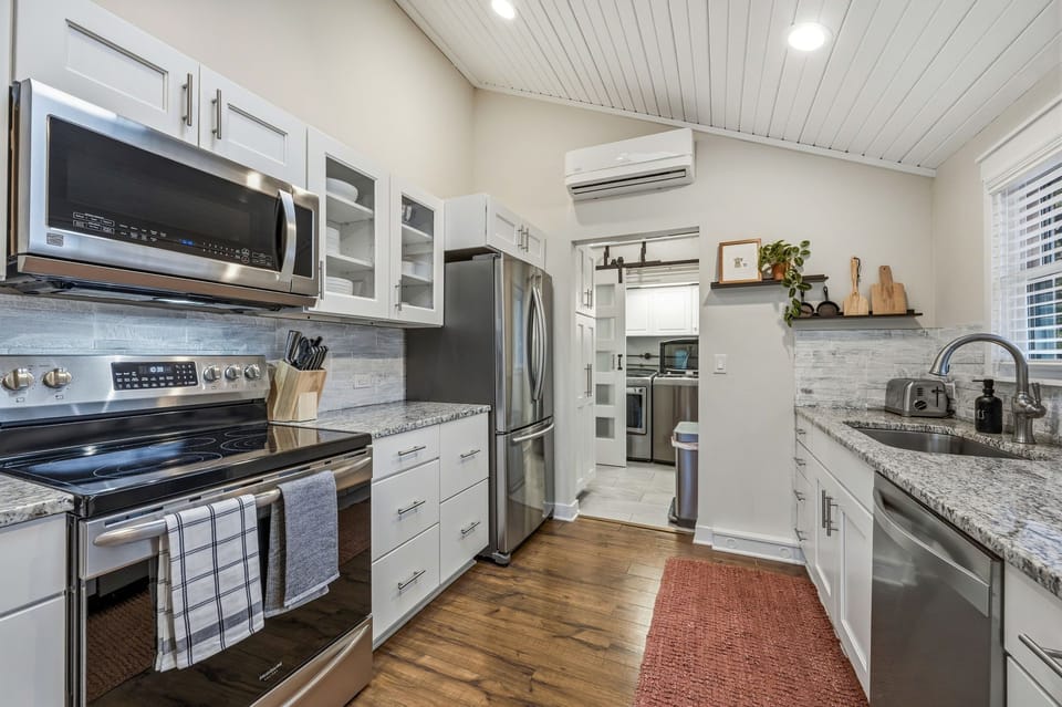A fully stocked kitchen with everything you need to prepare and enjoy home-cooked meals during your stay.