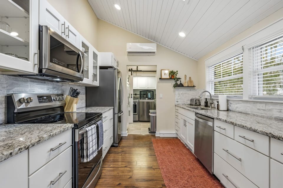 A fully stocked kitchen with everything you need to prepare and enjoy home-cooked meals during your stay.