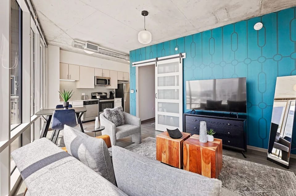 Gather and relax in an airy, open-concept living space.