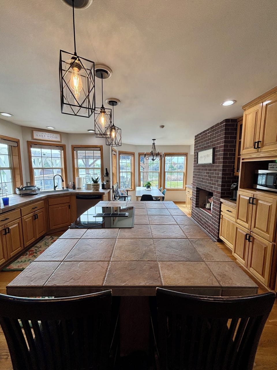Spacious, fully stocked kitchen with dine in seating and large island