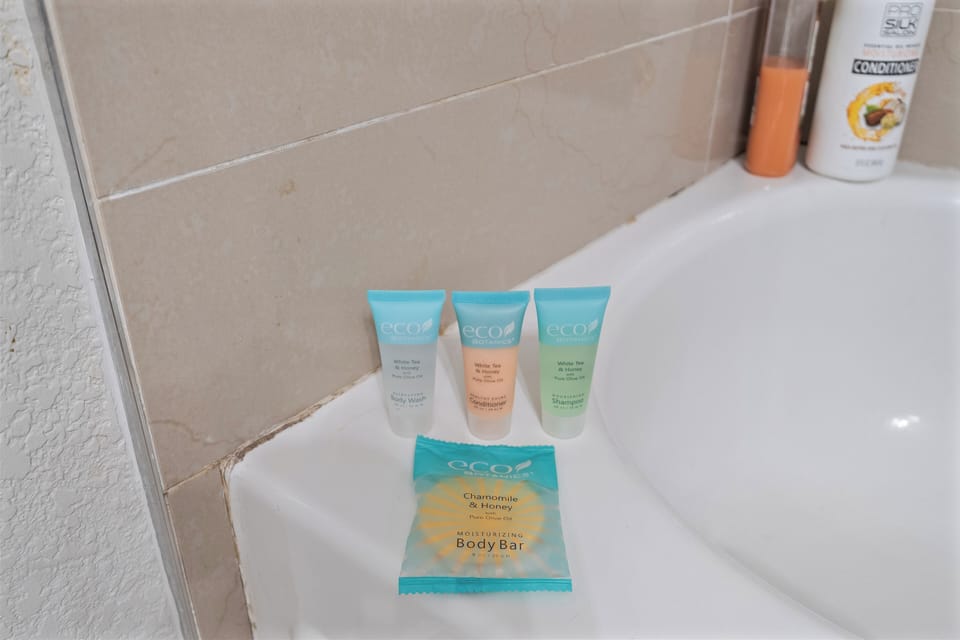 Fully stocked with essential toiletries for a hassle-free experience.