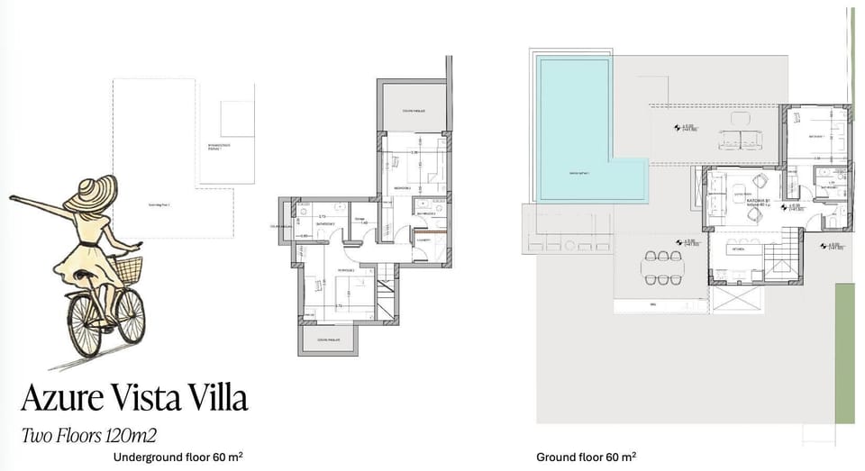 The villa lays in two floors with a refined main living room and a fully equippe