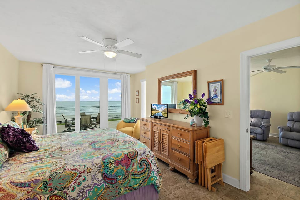 Master bedroom with view of Ocean just off the living room