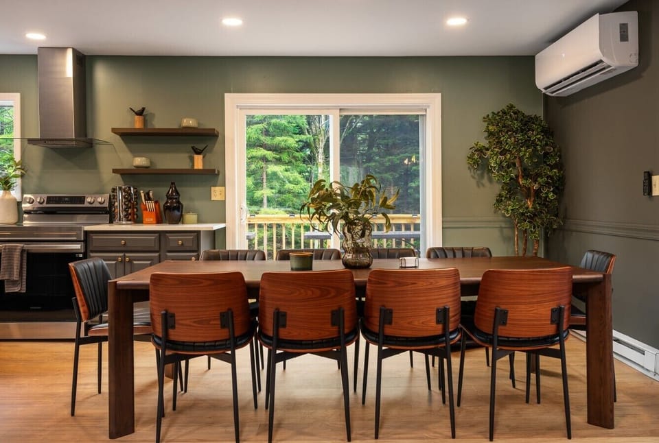 Imagine a big family meal here, then sliding the doors open to move dessert outside to one of the two picnic tables on the back deck when the weather is nice.