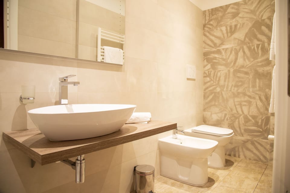 Shower, free toiletries, hair dryer, bidet