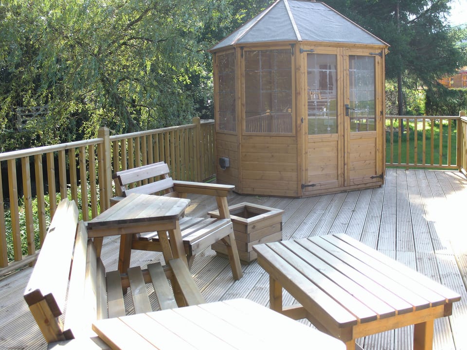 communal decked seating area