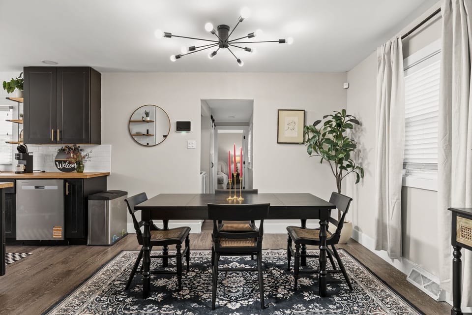 Gather around the table for meals, games, and easy conversation.