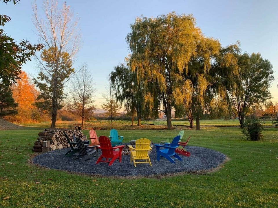 This is why we call it "Three Willows". The large fire ring will accommodate at least 12 people and provides Green Mountain views! An authentic Vermont experience...