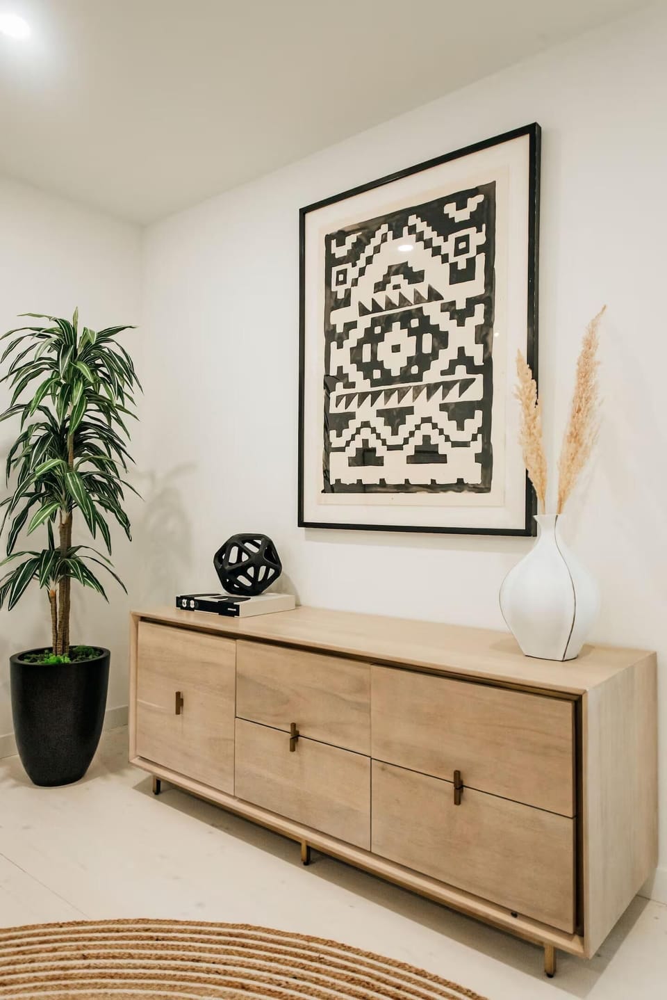 Cozy entryway with natural wood and stylish decor