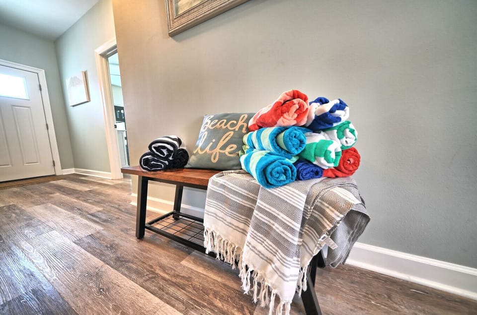 Colorful beach towels await your adventures, making your walk to Beach Access 95 even more convenient. Every detail at Beachside Dream enhances your seaside escape, ensuring you`re always ready for fun in the sun.