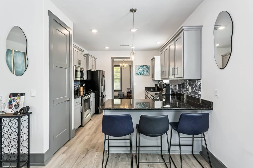 Kitchen bar seating for three