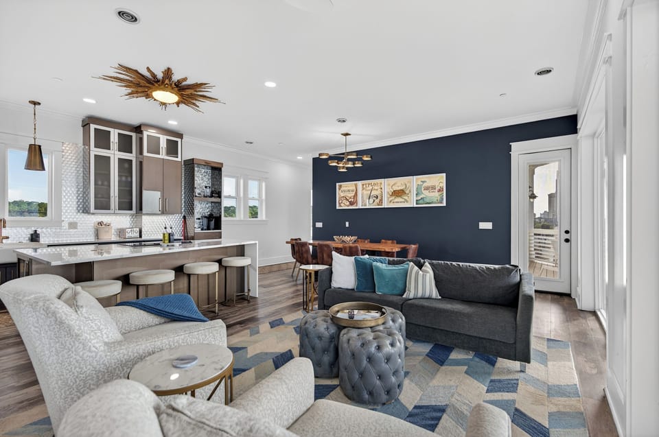 House, Multiple Beds, Pool Access, Ocean View (Beachfront Breezes) | Living area | 65-inch flat-screen TV with digital channels