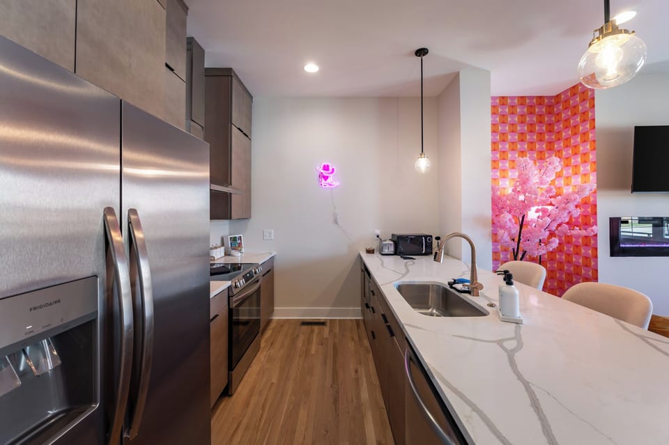 Sleek kitchen with island seating and open layout