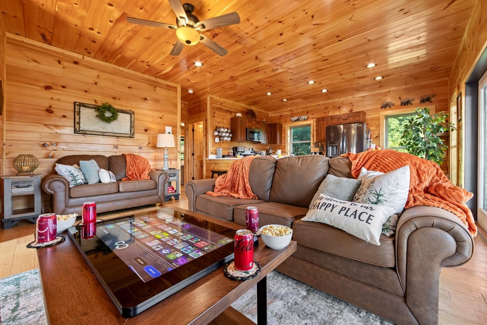 Open layout connects the living room with the rest of the home