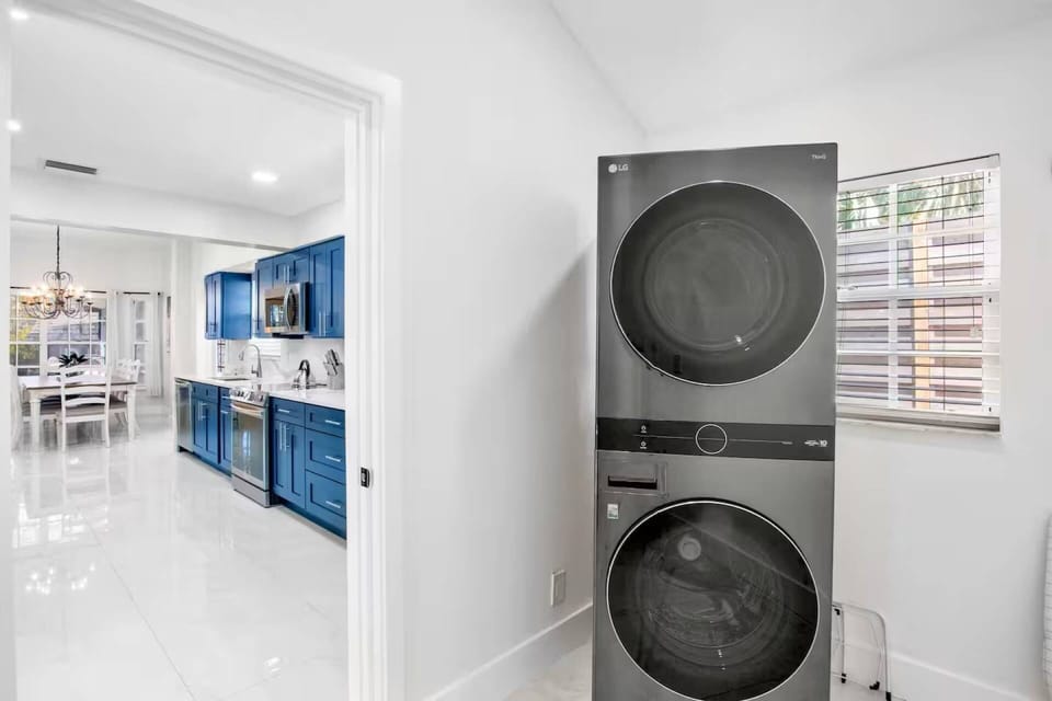 For you convenience, the home offers a private washer and dryer right off the kitchen.