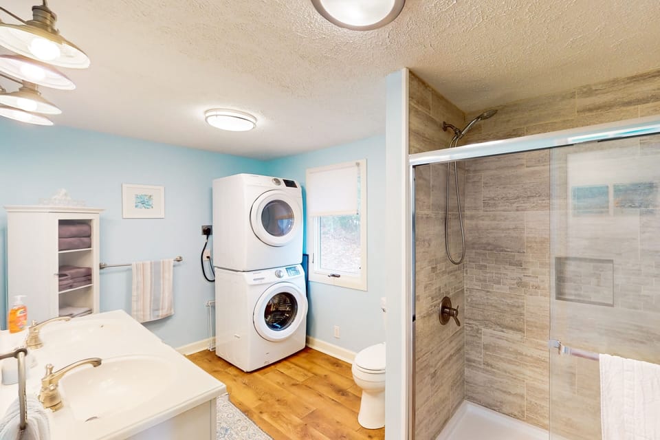 washer and dryer in bathroom
