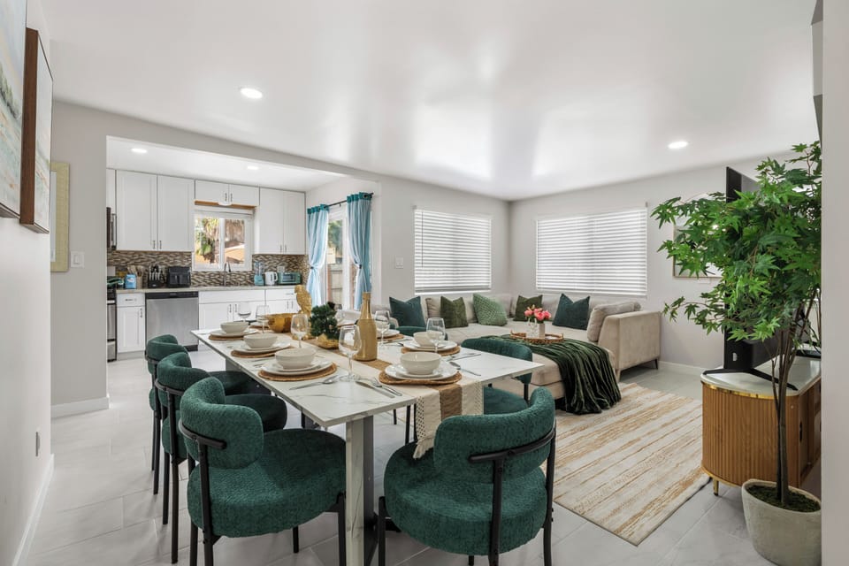 Dining area with stylish seating and a welcoming setup.