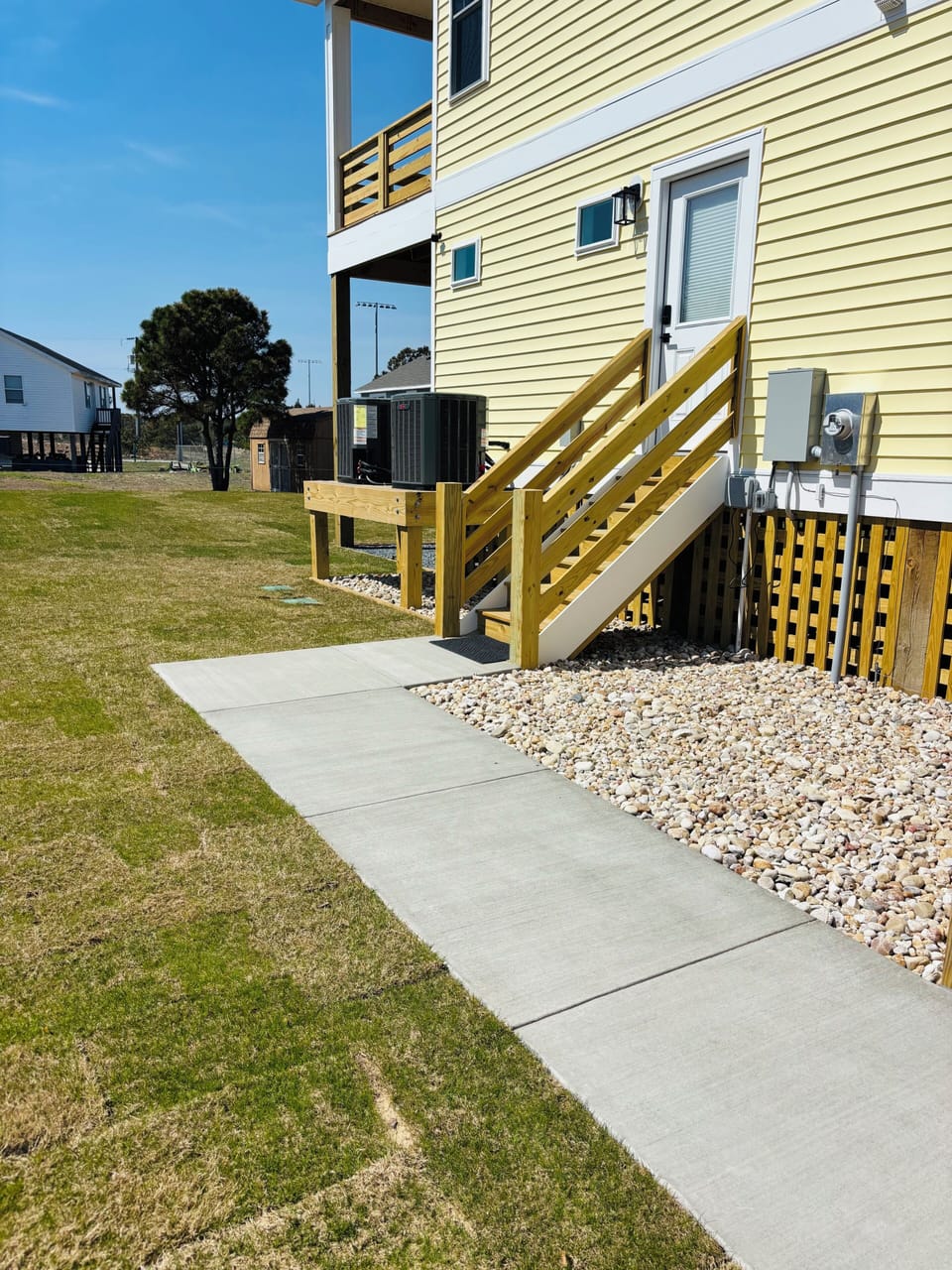 Walkway leads directly from parking to private entrance
