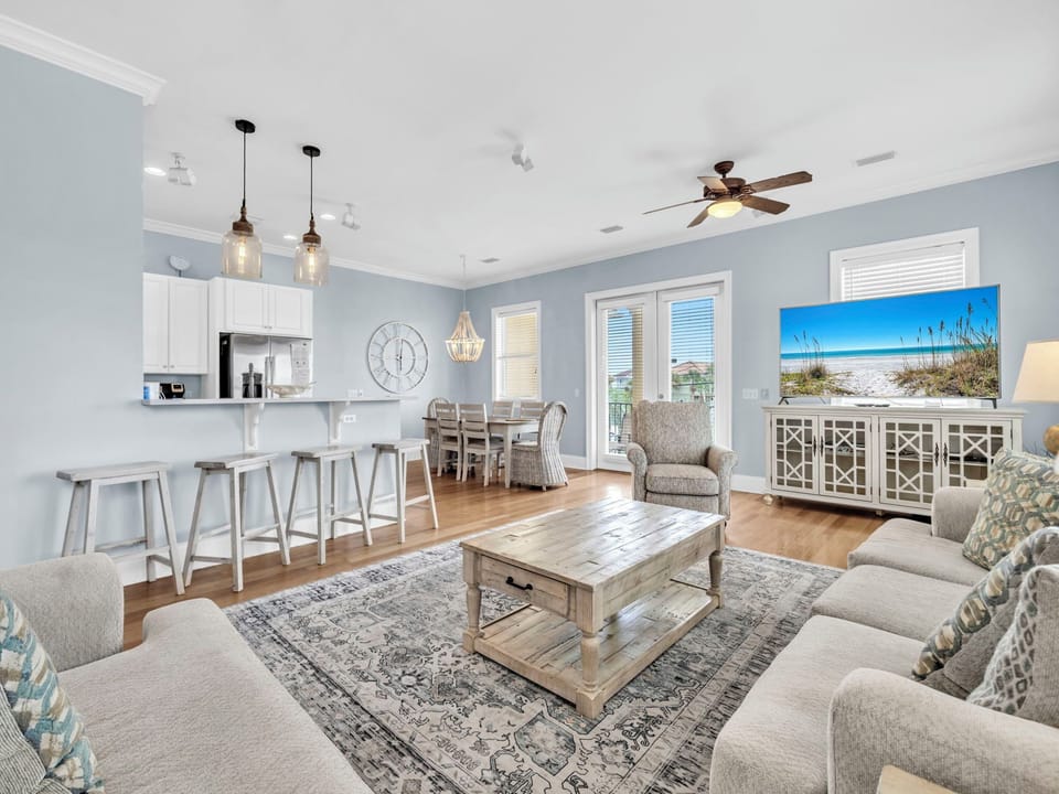 Living room to kitchen view