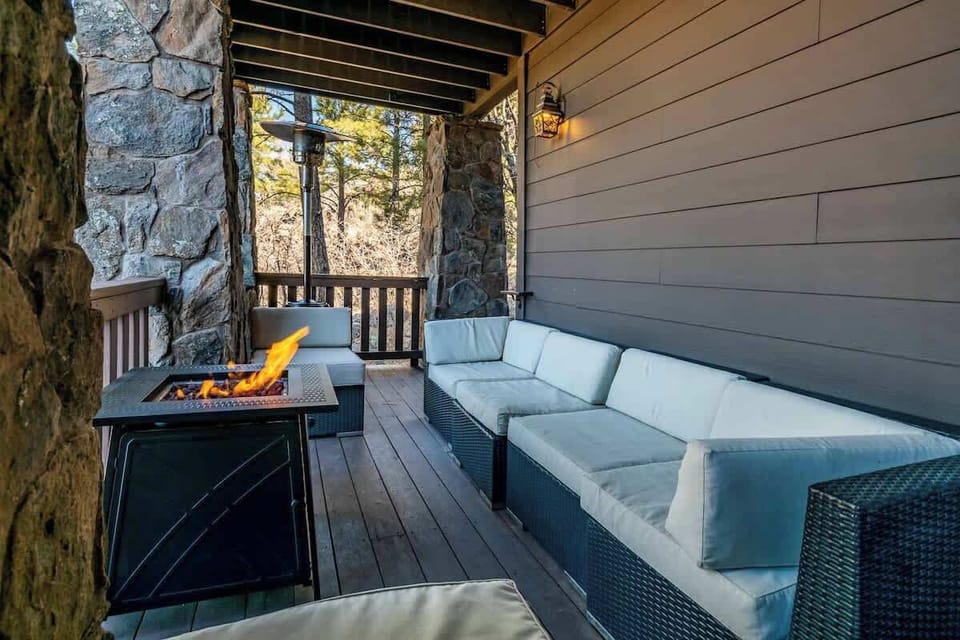 Outdoor covered deck located on 3rd floor right outside of kitchen.  