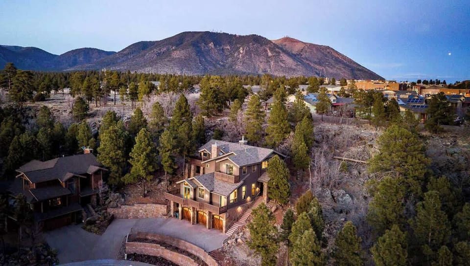 Although minutes from downtown historic Flagstaff, the home is nestled in the pine trees on 1.5 acres.  