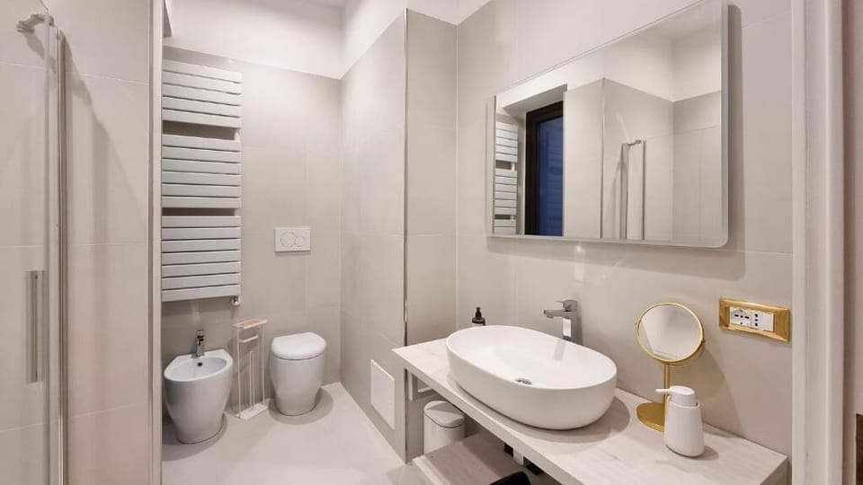 Shower, hair dryer, slippers, bidet