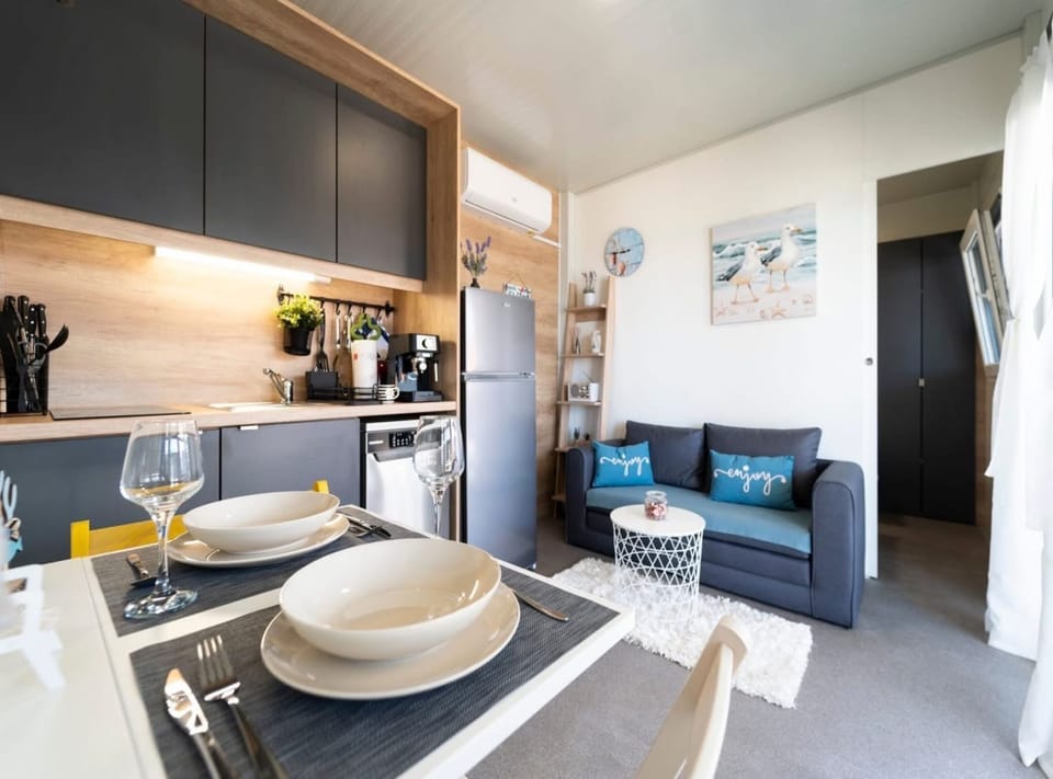 Mobile Home (Two Bedroom Mobile Home with Terrace) | Living room | 32-inch flat-screen TV with cable channels