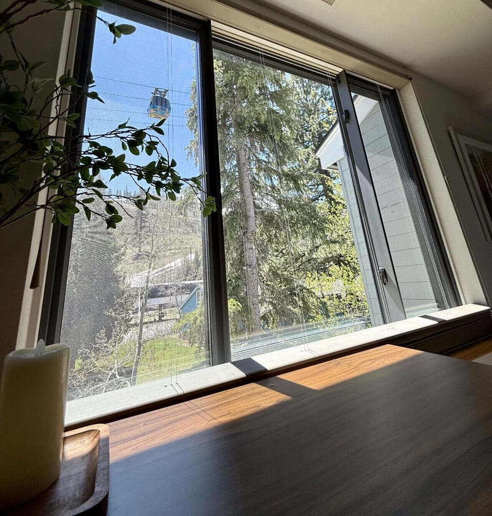 View of mountain from height adjustable desk (including Wa She Shu lift)